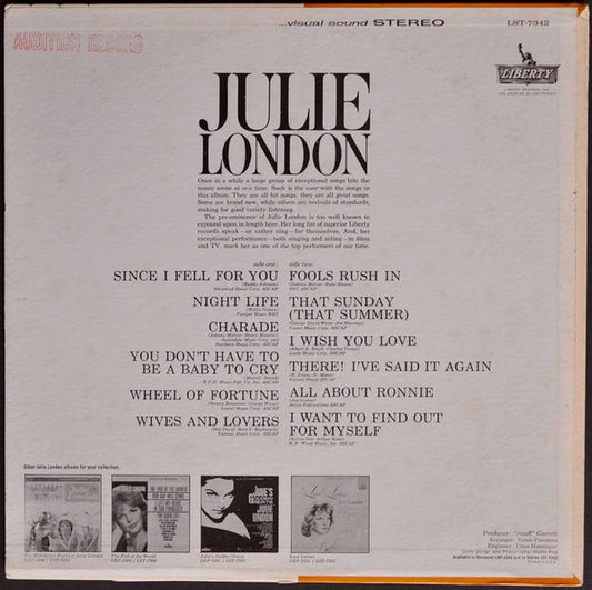 Julie London : You Don't Have To Be A Baby To Cry (LP, Album, Promo)
