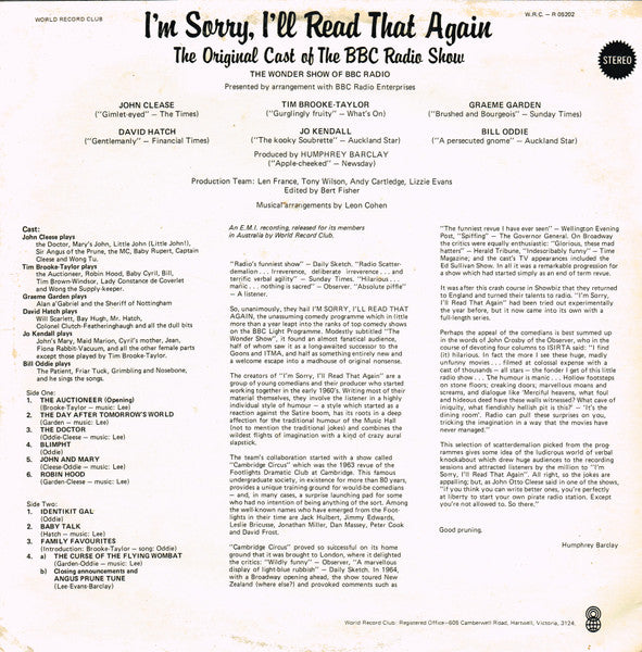 I'm Sorry, I'll Read That Again* : I'm Sorry, I'll Read That Again (LP, Comp, Mono, Club)