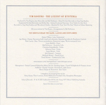 Tim Rogers (2) : The Luxury Of Hysteria (CD, Album)