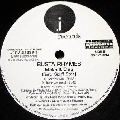 Busta Rhymes : Make It Clap (12", Promo)