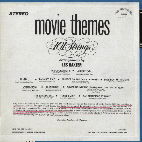 101 Strings : Movie Themes (LP, Album)