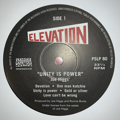Joe Higgs : Unity Is Power (LP, Album, RE)
