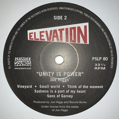 Joe Higgs : Unity Is Power (LP, Album, RE)