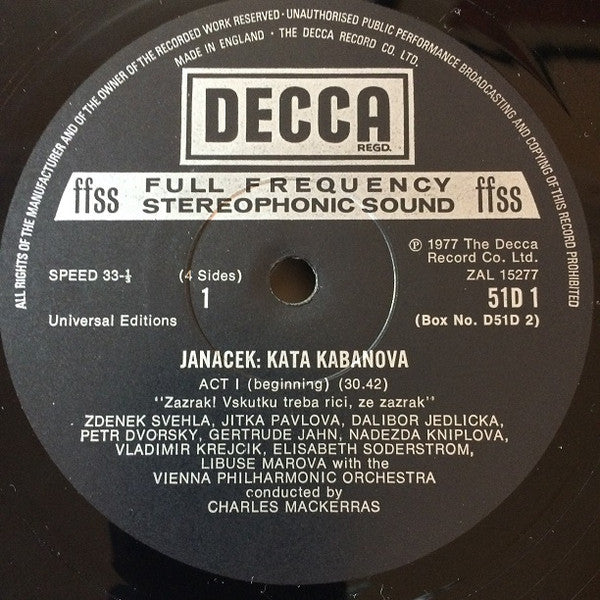 Leoš Janáček, Elisabeth Söderström, Peter Dvorský, Naděžda Kniplová, Wiener Philharmoniker, Sir Charles Mackerras : Káťa Kabanová (2xLP, Album + Box)