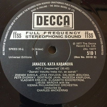 Leoš Janáček, Elisabeth Söderström, Peter Dvorský, Naděžda Kniplová, Wiener Philharmoniker, Sir Charles Mackerras : Káťa Kabanová (2xLP, Album + Box)