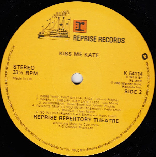 Various : Reprise Musical Repertory Theatre Presents Kiss Me Kate (LP, Album)