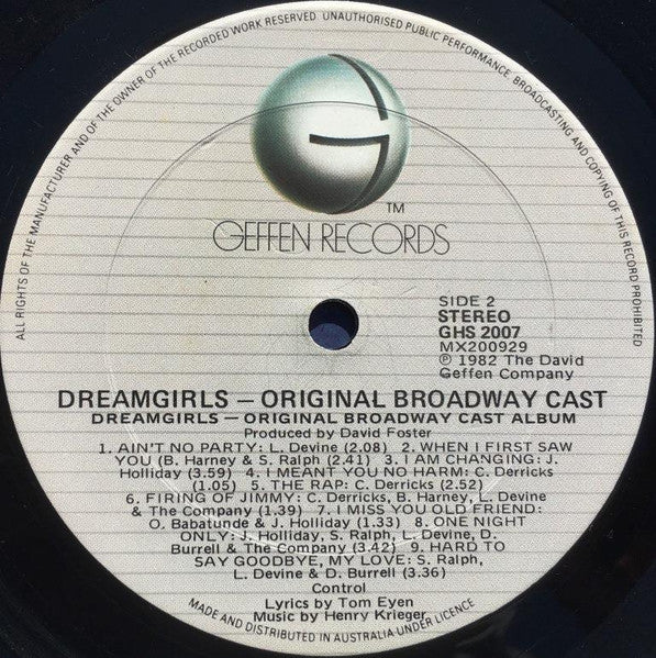 Original Broadway Cast* : Dreamgirls Original Broadway Cast Album (LP, Album, Gat)