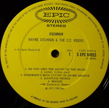 Wayne Cochran & The C.C. Riders : Cochran (LP, Album)