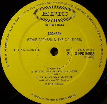 Wayne Cochran & The C.C. Riders : Cochran (LP, Album)