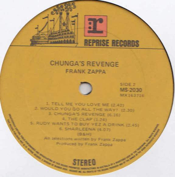 Frank Zappa : Chunga's Revenge (LP, Album, Gat)
