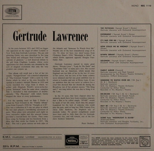 Gertrude Lawrence : The Original Star  (LP, Comp, Mono)