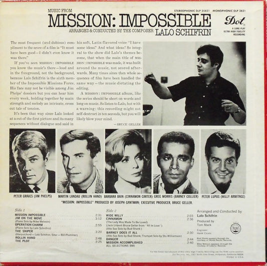 Lalo Schifrin : Music From Mission: Impossible (LP, Album, Ind)