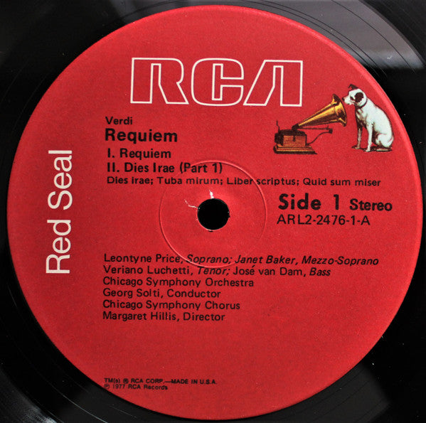 Giuseppe Verdi - Georg Solti, Leontyne Price, Janet Baker, Veriano Luchetti, José van Dam, Chicago Symphony Chorus, Margaret Hillis, Chicago Symphony Orchestra : Requiem (2xLP, Album + Box)