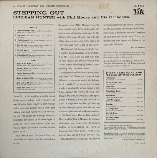 Lurlean Hunter : Stepping Out (LP, Album, Mono)