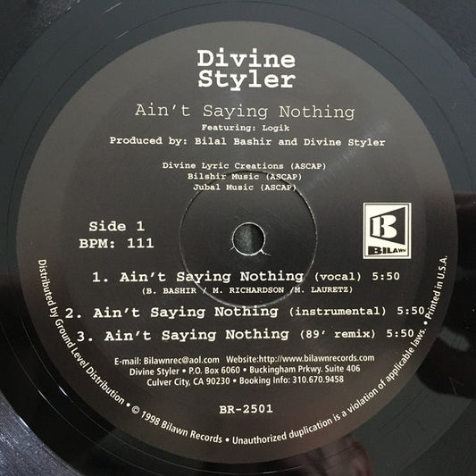 Divine Styler : Ain't Saying Nothing (12")