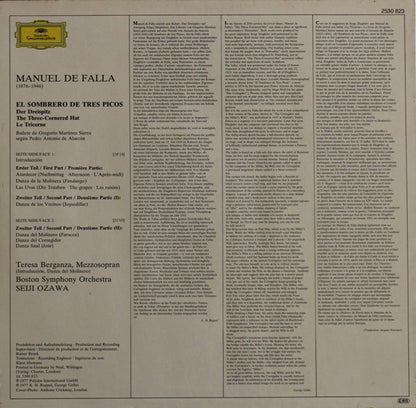 Manuel De Falla, Teresa Berganza ·  Boston Symphony Orchestra, Seiji Ozawa : Der Dreispitz = The Three-Cornered Hat (LP, Album)