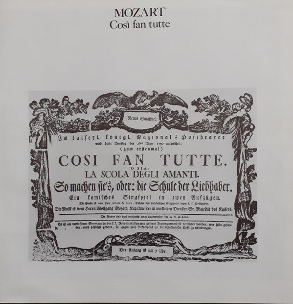 Wolfgang Amadeus Mozart, Rachel Yakar, Alicia Nafé, Georgine Resick, Gösta Winbergh, Tom Krause, Carlos Feller, Drottningholm Theatre Orchestra & Drottningholm Theatre Chorus, Arnold Östman : Così Fan Tutte (3xLP, Dig + Box)
