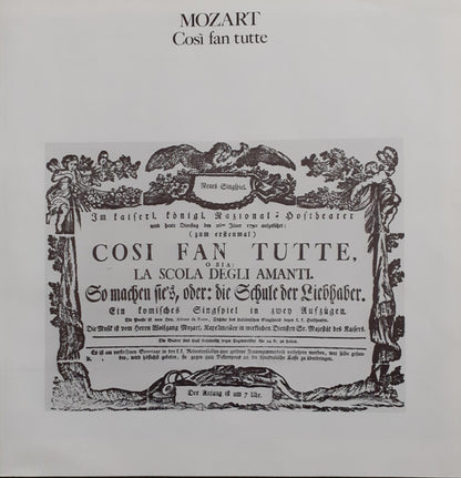 Wolfgang Amadeus Mozart, Rachel Yakar, Alicia Nafé, Georgine Resick, Gösta Winbergh, Tom Krause, Carlos Feller, Drottningholm Theatre Orchestra & Drottningholm Theatre Chorus, Arnold Östman : Così Fan Tutte (3xLP, Dig + Box)