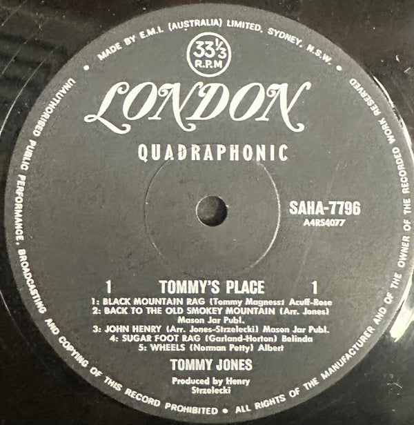 Tommy Jones : Tommy's Place (LP, Quad)