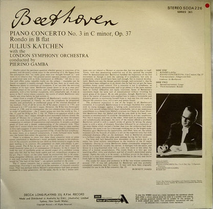 Beethoven*, Julius Katchen, London Symphony Orchestra · Gamba* : Piano Concerto No. 3 / Rondo In B Flat (LP, RE)