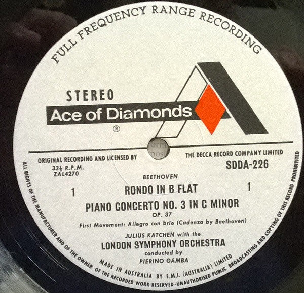 Beethoven*, Julius Katchen, London Symphony Orchestra · Gamba* : Piano Concerto No. 3 / Rondo In B Flat (LP, RE)