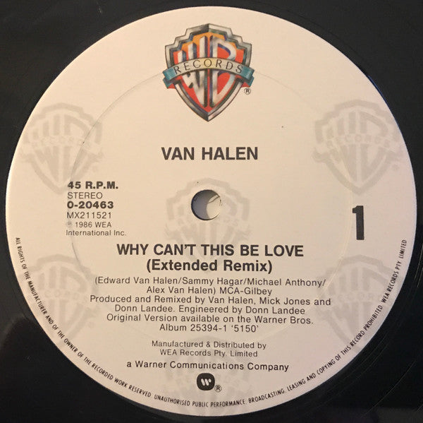 Van Halen : Why Can't This Be Love (Extended Remix) (12", Single)