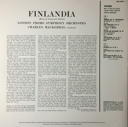 The London Proms Symphony Orchestra, Sir Charles Mackerras : Finlandia (Music Of Grieg And Sibelius) (LP, RE, RM, 180)