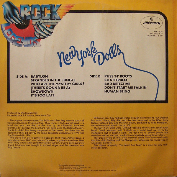 New York Dolls : Rock Legends (LP, Album, RE)