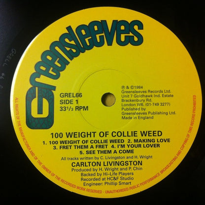 Carlton Livingston : 100 Weight Of Collie Weed (LP, Album, RE)
