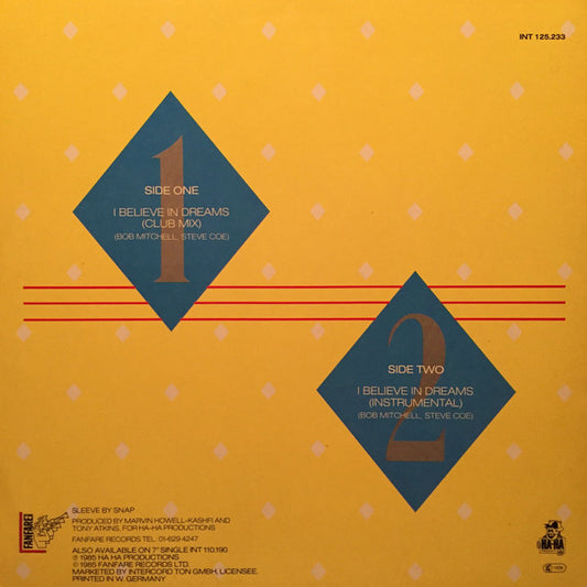 Jackie Rawe : I Believe In Dreams (12", Maxi, Ltd, Blu)