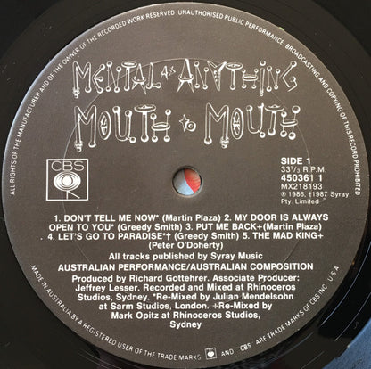 Mental As Anything : Mouth To Mouth (LP, Album)