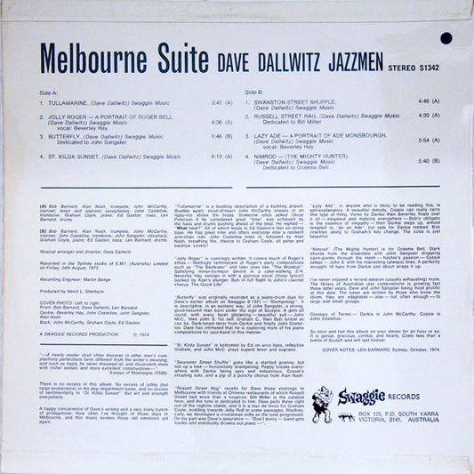 Dave Dallwitz Jazzmen : Melbourne Suite (LP, Album)