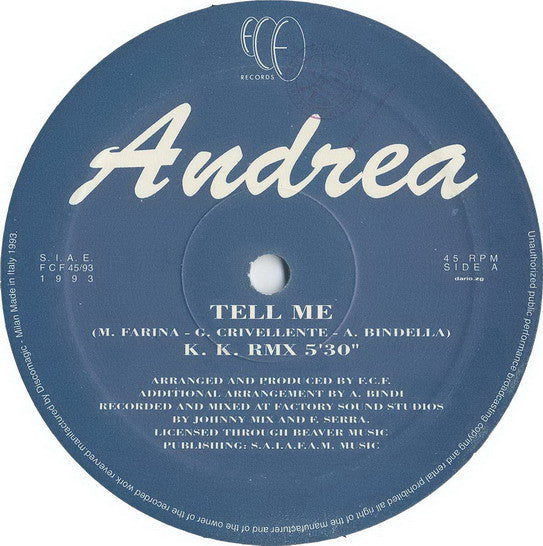 Andrea Delfino : Tell Me (12")