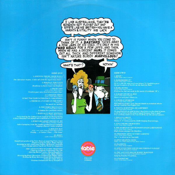 Barry Crocker & Peter Best : The Adventures Of Barry McKenzie Original Soundtrack (LP, Gat)