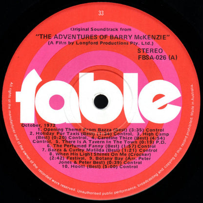 Barry Crocker & Peter Best : The Adventures Of Barry McKenzie Original Soundtrack (LP, Gat)