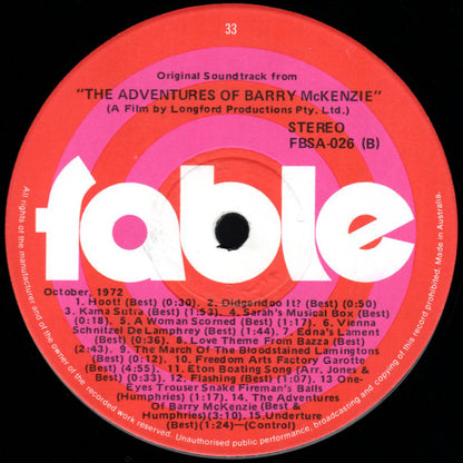 Barry Crocker & Peter Best : The Adventures Of Barry McKenzie Original Soundtrack (LP, Gat)