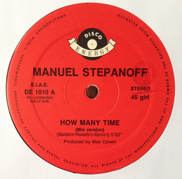 Manuel Stepanoff : How Many Time (12")