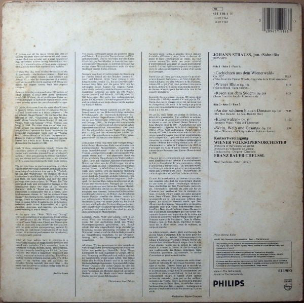 Johann Strauss Jr., Wiener Volksopernorchester, Franz Bauer-Theussl : Famous Waltzes - Berühmte Walzer Volume 4 (LP, Album)