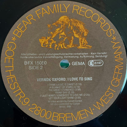 Vernon Oxford : I Love To Sing (LP, Album)