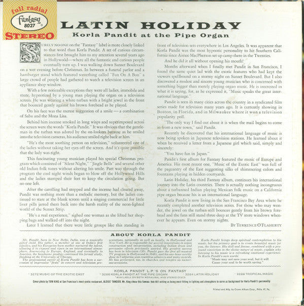 Korla Pandit : Latin Holiday (LP, Album, Blu)