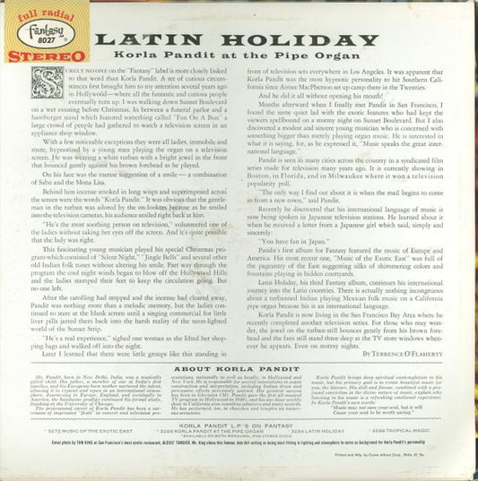 Korla Pandit : Latin Holiday (LP, Album, Blu)
