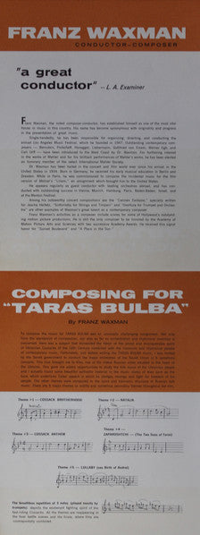 Franz Waxman : Taras Bulba (Original Music From The Motion Picture) (LP, Album, Mono)