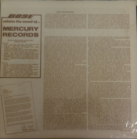 Various : Bose Salutes The Sound Of... Mercury Records (LP, Comp)
