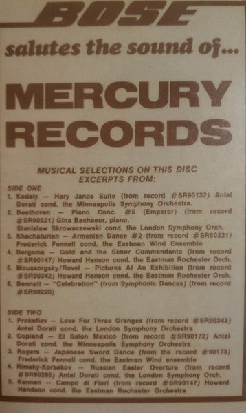 Various : Bose Salutes The Sound Of... Mercury Records (LP, Comp)