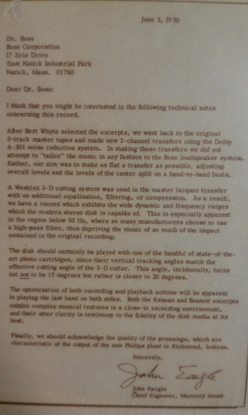 Various : Bose Salutes The Sound Of... Mercury Records (LP, Comp)