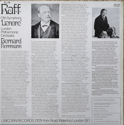 Joseph Joachim Raff / London Philharmonic Orchestra / Bernard Herrmann : Fifth Symphony "Lenore" (LP)