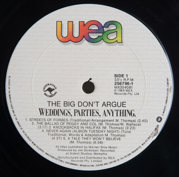 Weddings, Parties, Anything : The Big Don't Argue (LP, Album)