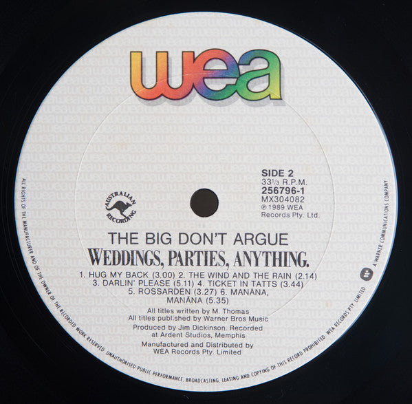 Weddings, Parties, Anything : The Big Don't Argue (LP, Album)