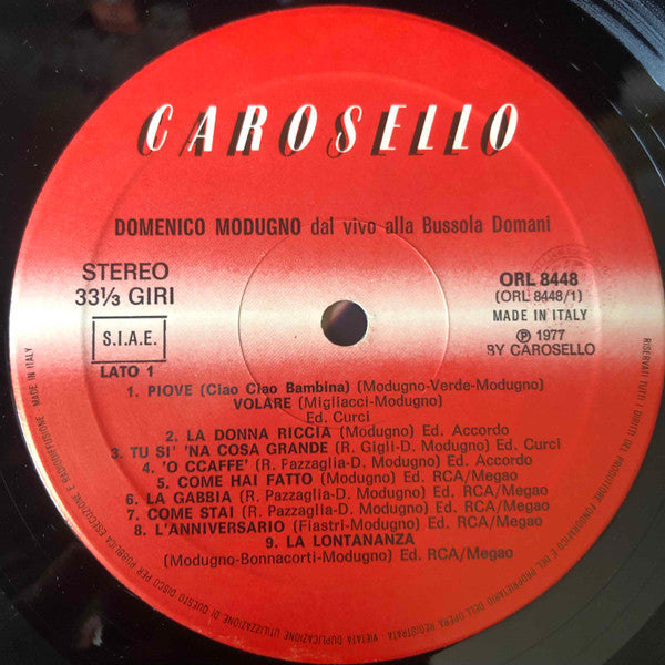 Domenico Modugno : Dal "Vivo" Alla Bussola Domani (LP, Album, RE)