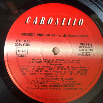 Domenico Modugno : Dal "Vivo" Alla Bussola Domani (LP, Album, RE)